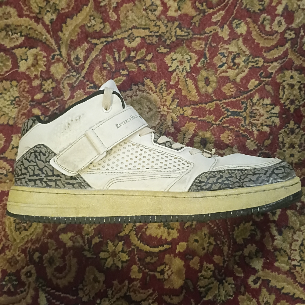 White and Black High-Top Sneakers